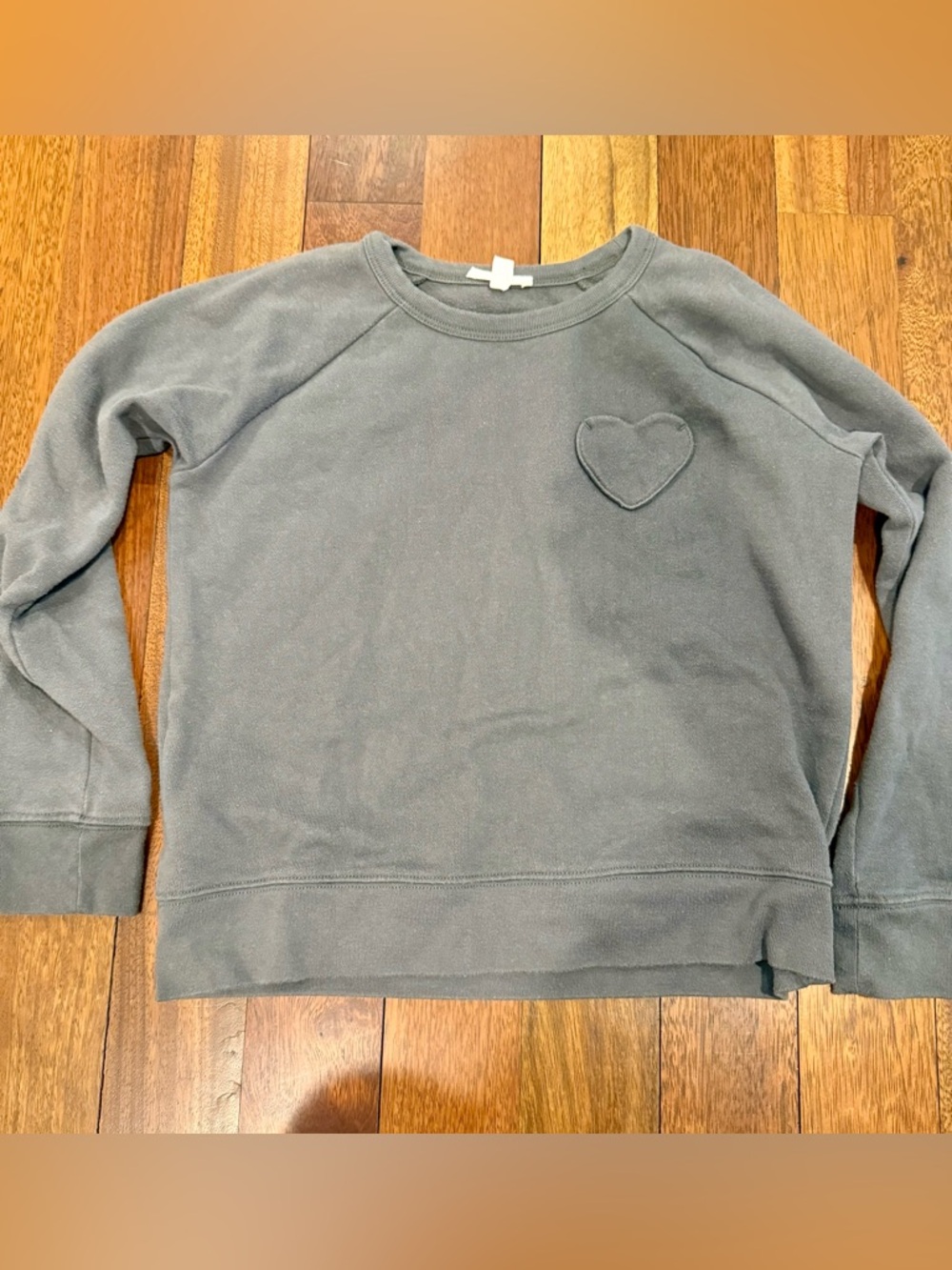 Crewcuts Heart Appliqué Crewneck Sweatshirt Charcoal Gray Sz M
